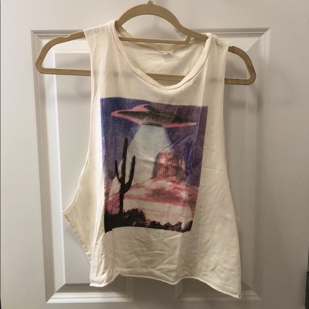 Brandy Melville graphic cut off tank top